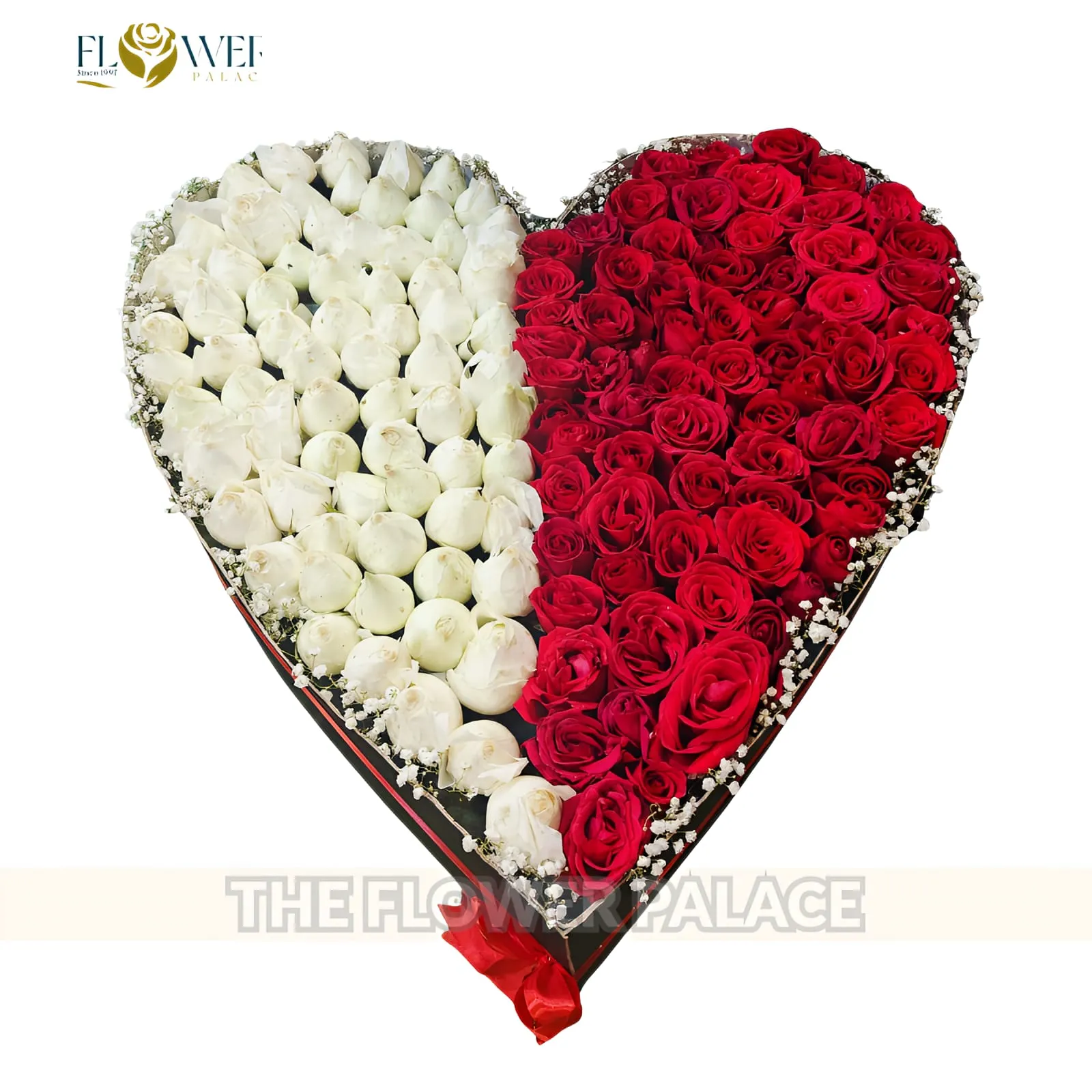 Premium large heart-shaped gift box filled with fresh red roses for delivery in Islamabad