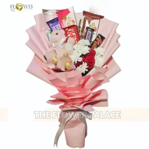 Sweetest Sympathy - Rose, Mum & Chocolate Combo Bouquet